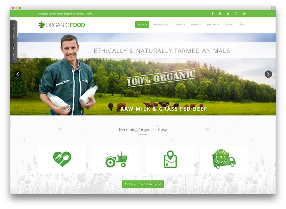 Organik Tarım Çiftlik Web Sitesi Örnekleri Organic Food, Responsive WordPress Theme